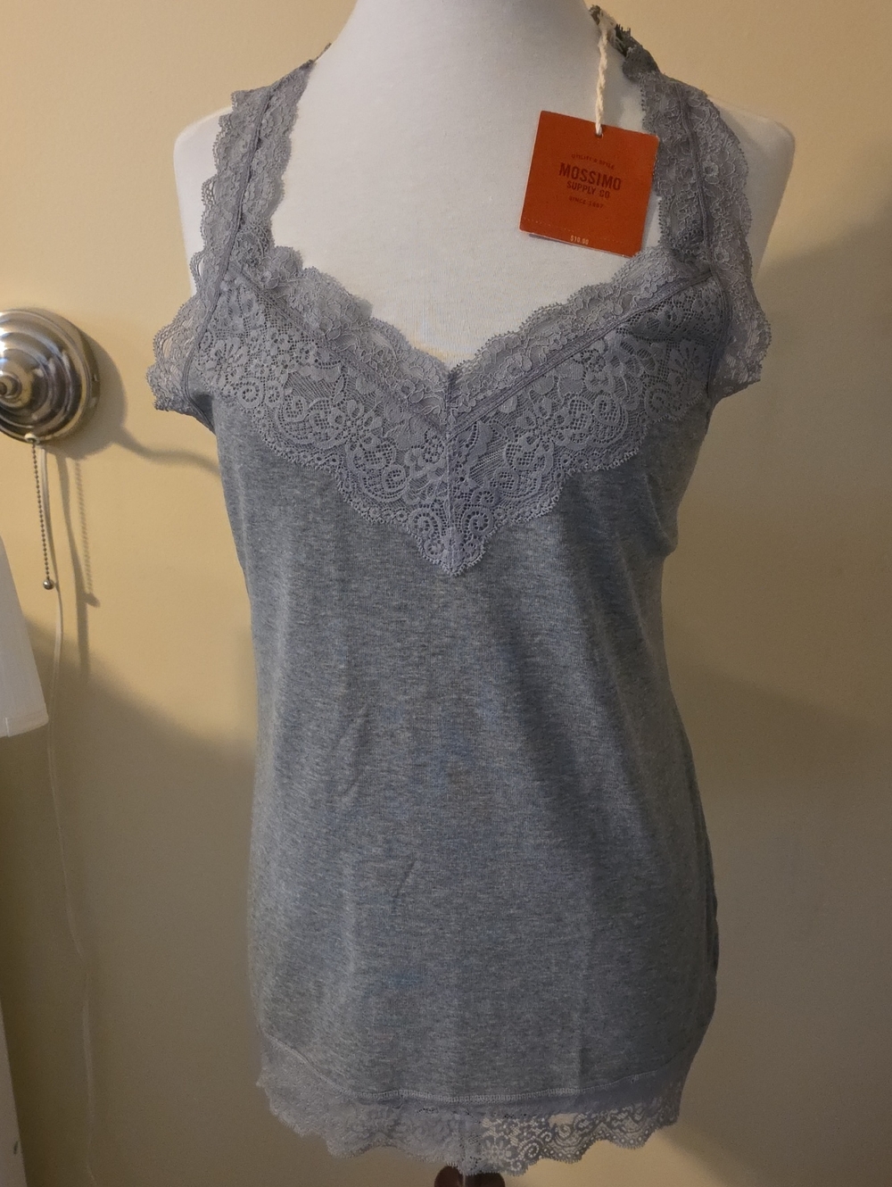 Mossimo Supply Co. Gray Lace-Trim Camisole Tank
